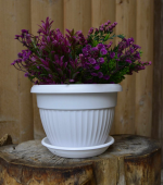 Флора горшок с поддоном 4л d23 h16 белый 1/26 (ТехПласт)