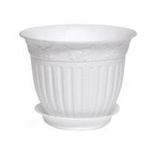 Виноград кашпо с поддоном 1,6л d19 h15 белый 1/10 (ТехПласт)