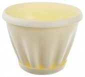 Знатный горшок с поддоном 1л d14см h11см желтый 1/72 (ФлораПласт)