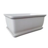 Бонсайница кашпо с поддоном 0,75л длина 15 h10 d6 белый (ФлораПласт)