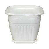 Лозанна горшок с поддоном квадрат 5л d22 h19,5 белый М1618 1/20 Альтернатива