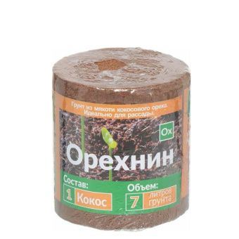 ЦБ-00026936_Кокосовый субстрат универсальный Орехнин1 7л набор 5 дисков