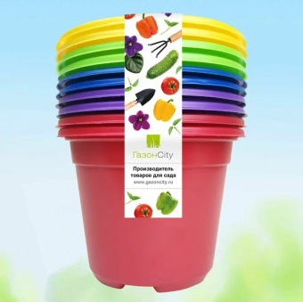 ЦБ-00008121_Горшок круглый Color 0,5л d11см h8,5см разноцветные упаковка 10шт 130 (ГС)