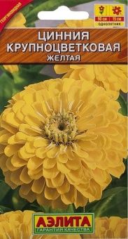 00001952_Цинния Крупноцветковая желтая (Аэлита)