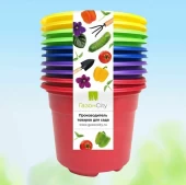 Горшок круглый Color 0,3л d9см h6,8см разноцветные упаковка 10шт 1/45 (ГС)