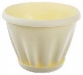 Знатный горшок с поддоном 0,45л d11см h8см желтый 1/56 (ФлораПласт)