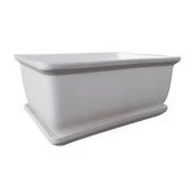 Бонсайница кашпо с поддоном 0,75л длина 15 h10 d6 белый (ФлораПласт)