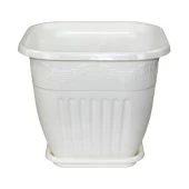 Лозанна горшок с поддоном квадрат 8л d26 h22,5 белый М1470 1/16 Альтернатива